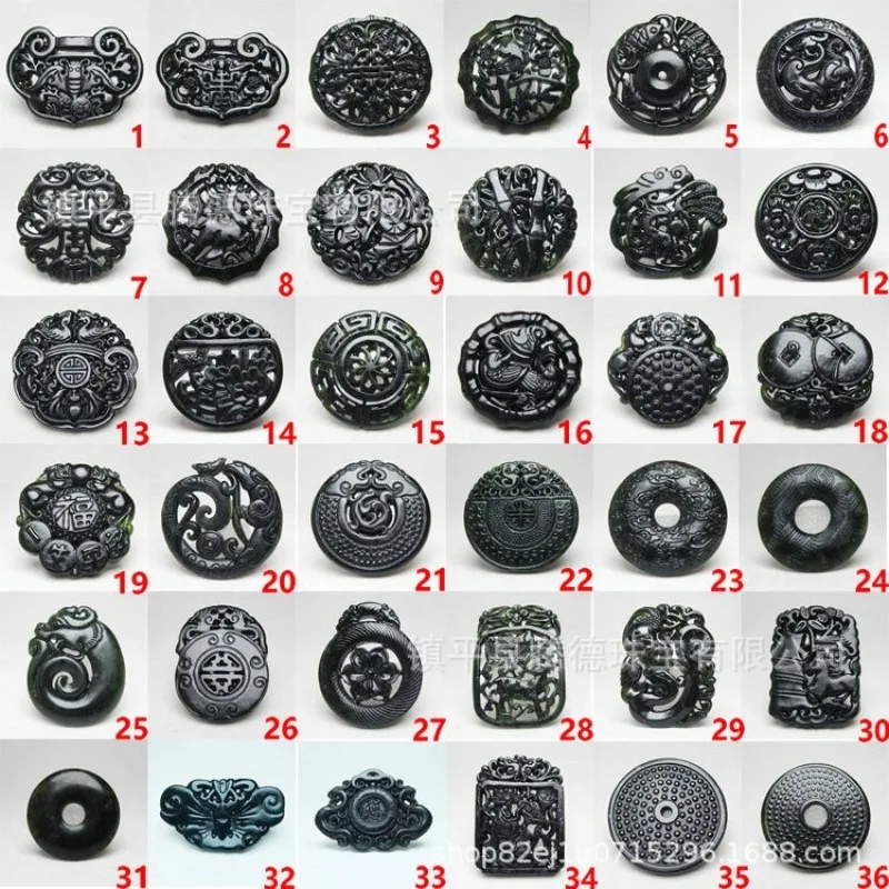 Китайский натуральный черный зеленый нефрит разные стили подвеска ювелирные