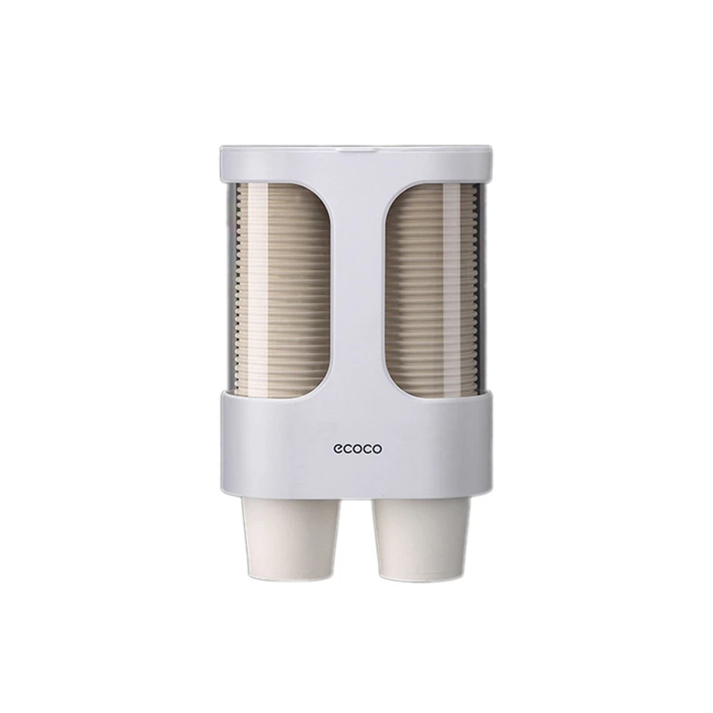 

ECOCO Disposable Paper Cups Dispenser Plastic Cup Holder For Dispenser Wall Mounted Automatic Cup Storage Rack