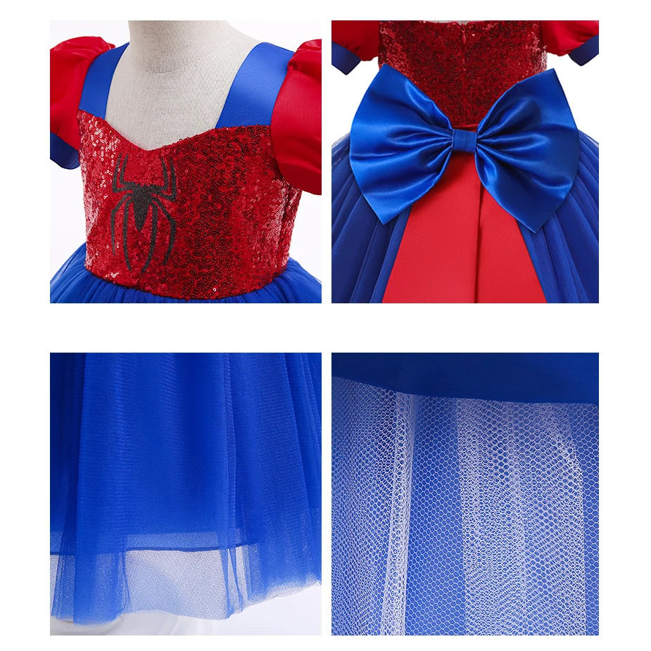 Encanto Spiderman Baby Girls Tutu Casual Dress Headband Alice Queen Of Hearts Halloween Cosplay Costumes Newborn Party Clothes
