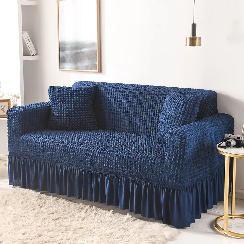 

Light luxury solid color fabric sofa cover all-inclusive Korean lace sofa cover