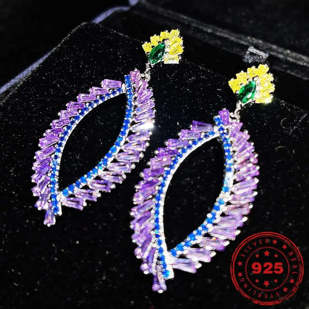 

HOYON Petal Earrings Fairy Temperament Exaggerated Atmosphere Ins Style S925 Silver Long Tassel Earrings