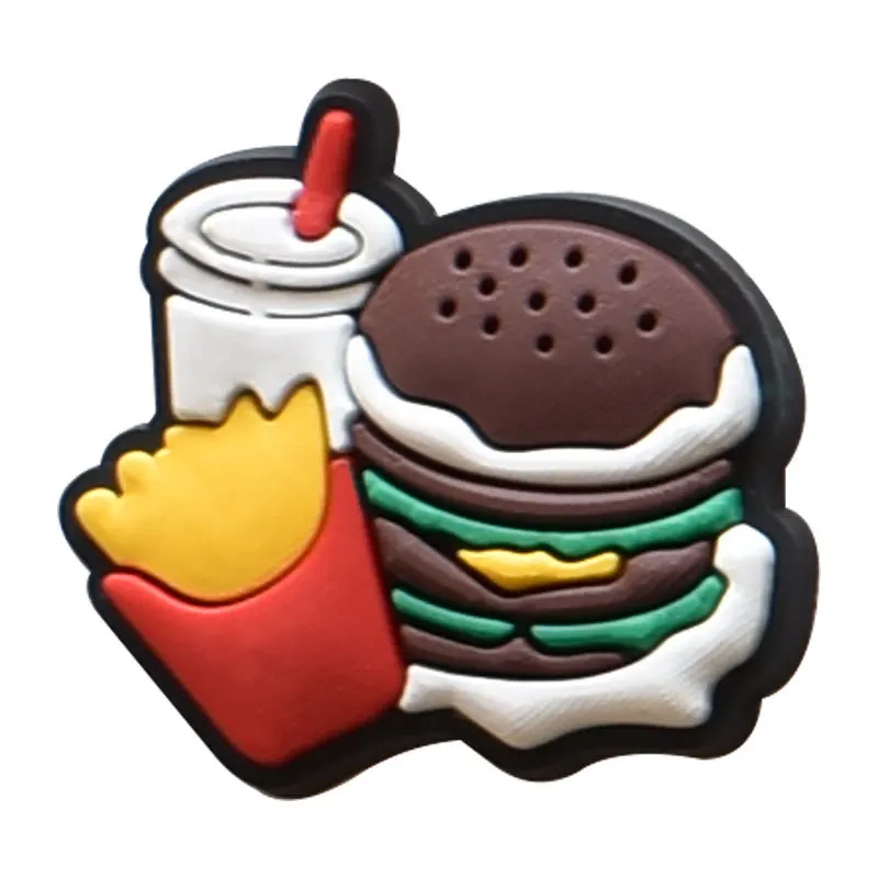 

Shoe Charms Accessories Fits for Croc jibz Single Sale 1pcs Decorations PVC Buckle for Kids Party Christmas Gifts Pins food