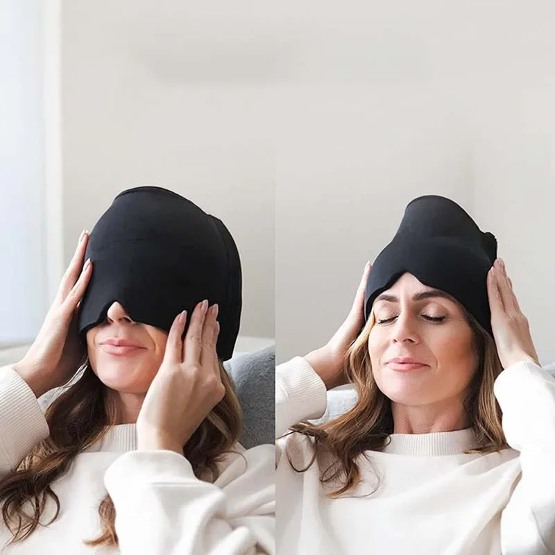 

1Pcs 3D Eye Mask Sleep Mask Gel Headgear Migraine Relief Pressure Headgear Solid Black Double Stretchable Eye Mask