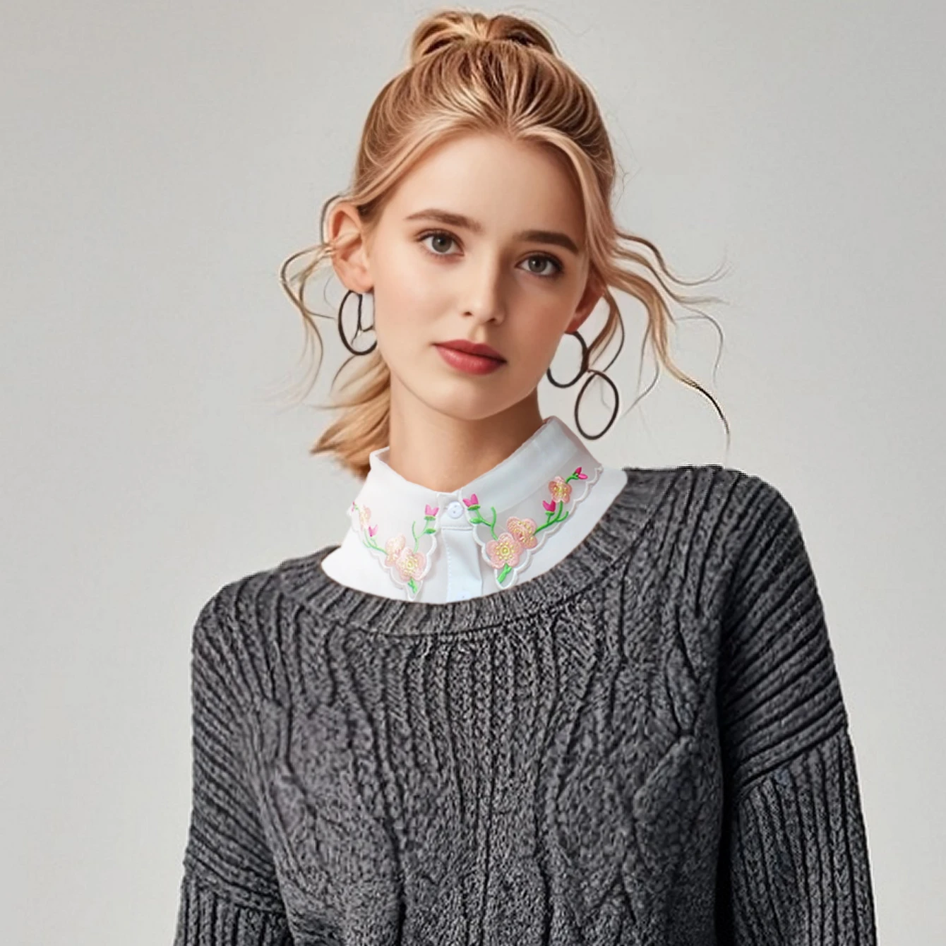 Универсальный Аксессуар С Вышитым Накладным Воротником Для Женщин Детская