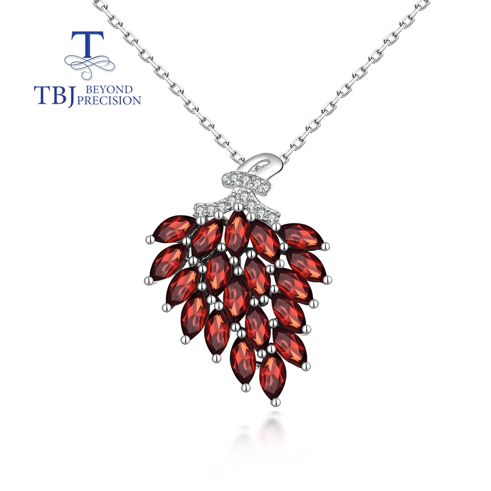 Женское Ожерелье с красным гранатом из серебра 925 пробы