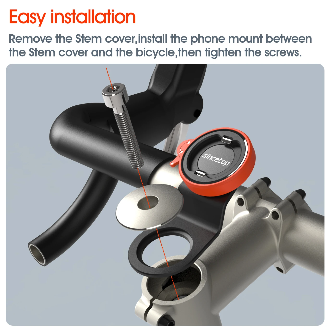 Bike Phone Holder,Bicycle Stem CellPhone Mount,Universal Aluminum MTB Road Bike Cycling Phone Clamp,Quick Attach/Detach,Lock