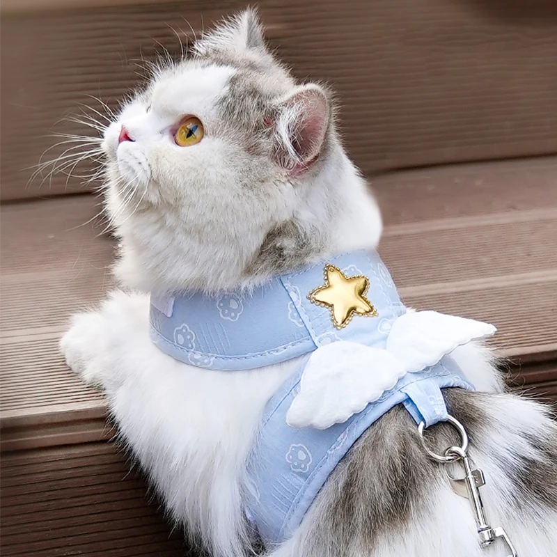 

Cute Pet Cat Harness Leash Set Adjustable Light Puppy Kitten Harness Vest Chihuahua Walking Lead Leash Cat Accessories Chats