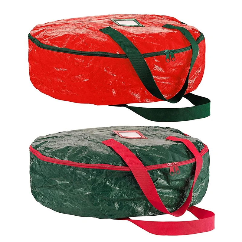 

Christmas Wreath Storage Bag 23.62Inch Garland Holiday Container Featuring Handles And Transparent Card Slot