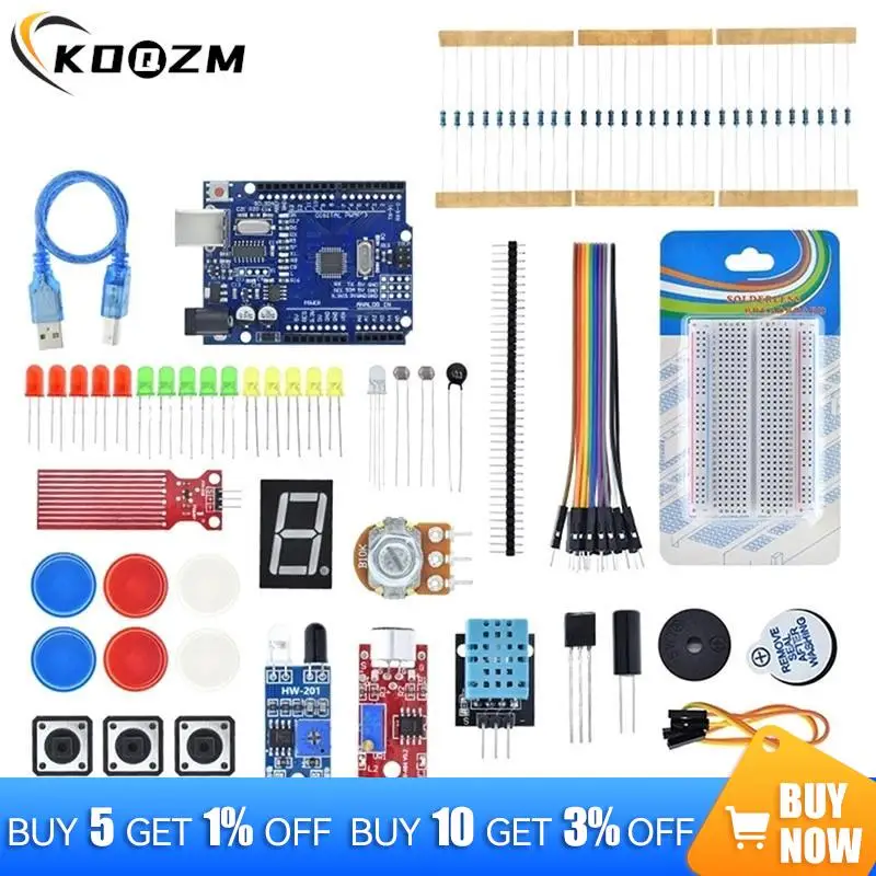 

1set UNO R3 DIY Basic Starter Kit for Arduino Sensor Learning Kit Breadboard Kit with Box
