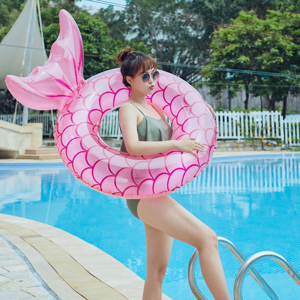 

Mermaid With Backrest Pool Inflatable Swimming Ring Adult Swimming laps Pool Floating Ring Swimming Pool Beach Party Toys