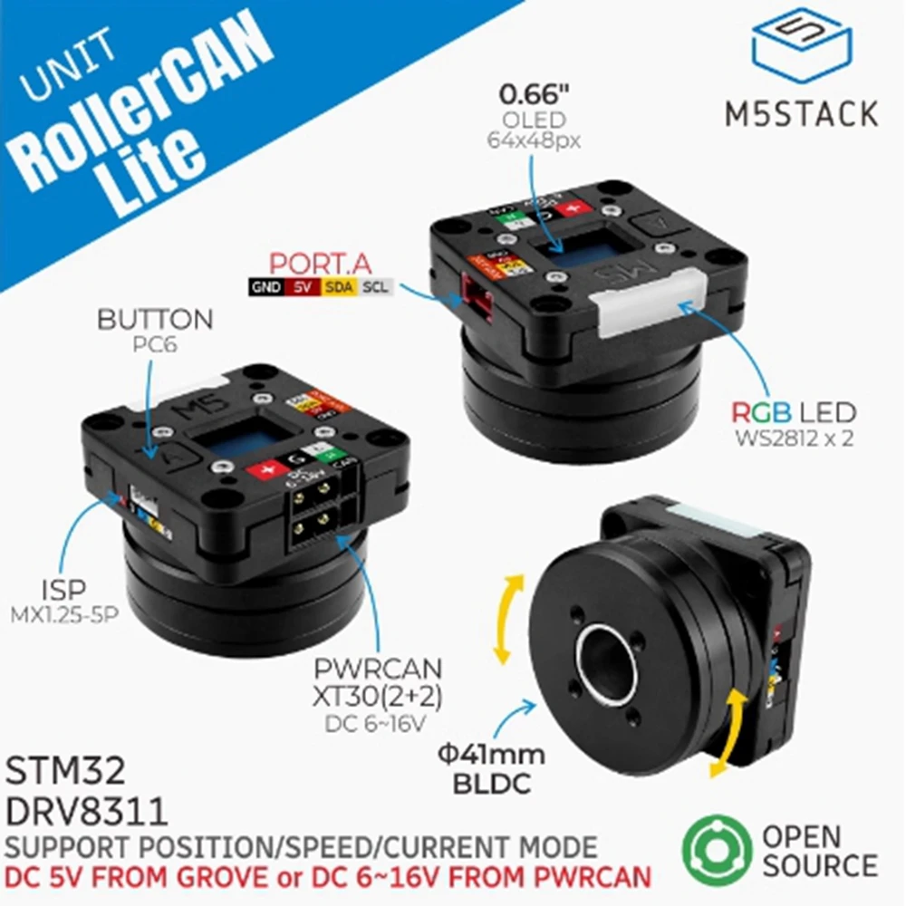 M5Stack RollerCAN Lite Комплект движения бесщеточного двигателя постоянного тока