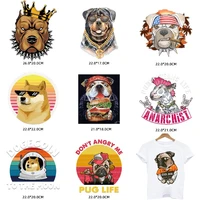 usa dog punk rock animal patches on clothes iron on transfers for clothing thermoadhesive patches stickers badge fusible patch