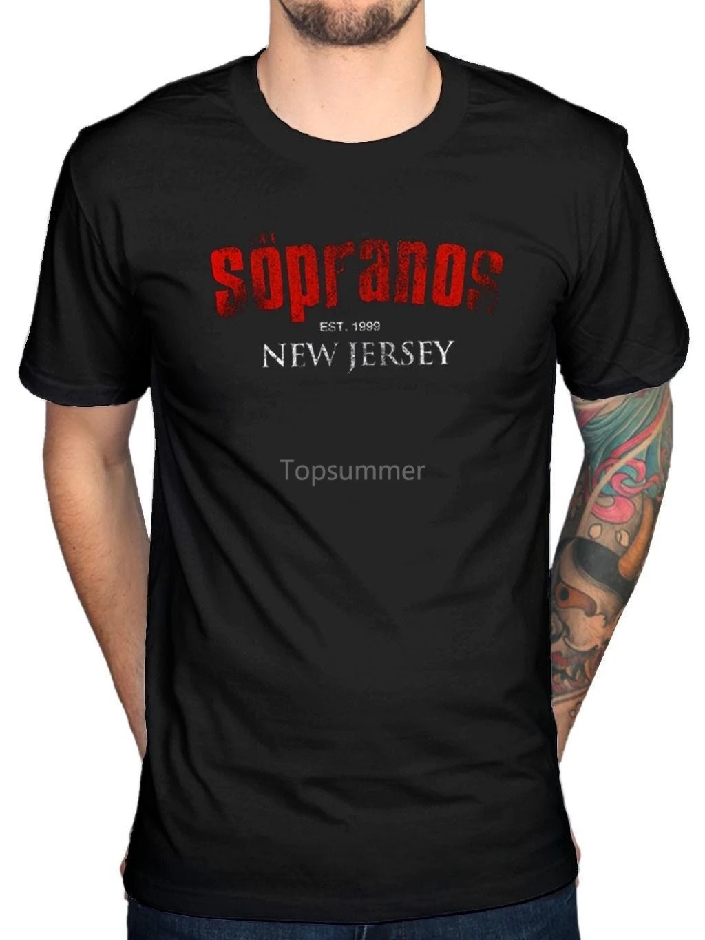 

Men Fashion Cotton T Shirts The Sopranos New Jersey Casual Short Sleeve Tops Black Size S-3Xl