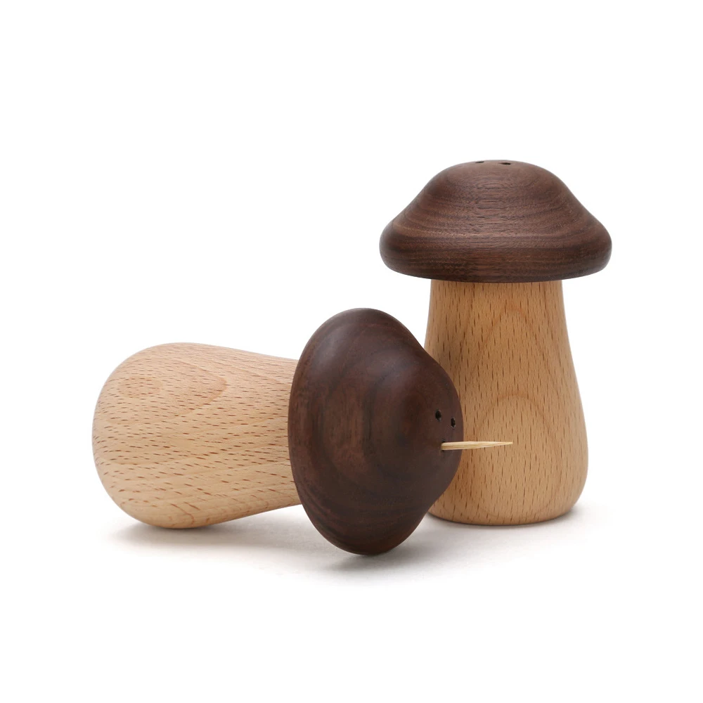 

Toothpick Holder Household Toothpick Box Walnut Wood Cute Mushroom Toothpick Can Solid Wood Toothpick Holder