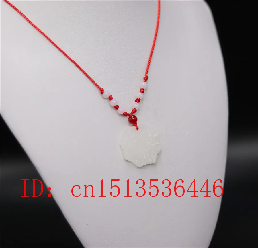 Натуральный белый нефритовый кулон с цветочным узором – украшение-шарм из ювелирных изделий моды, ручная резьба, подарок счастья для женщин, амулет, бесплатная веревка.