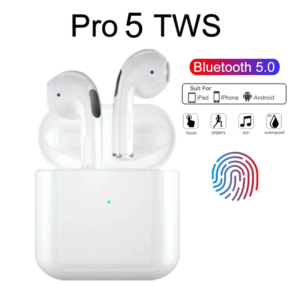 

PRO5 TWS Bluetooth Mini Haedset Earphones Wireless Earbuds In-Ear Stereo Hands-Free Call Headset PRO 5 PK PRO 4 Earbuds
