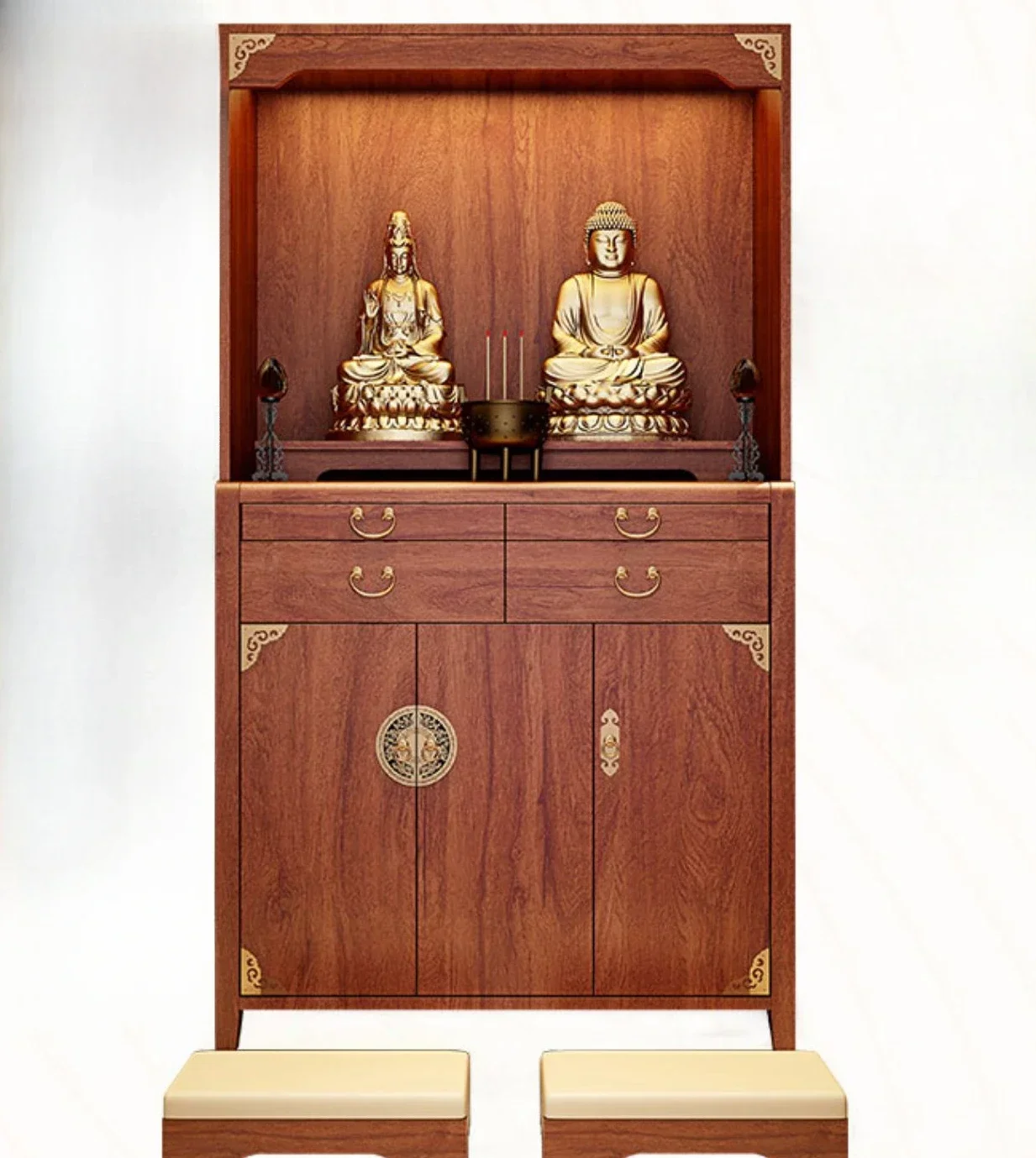 z ołtarzem domowym szafka do uprawy Buddy litego drewna God of Wealth ołtarzami nisza