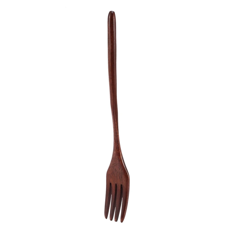 10 Pcs Wooden Spoons Forks Set Utensil Reusable Natural Wood Flatware For Cooking Stirring Eating