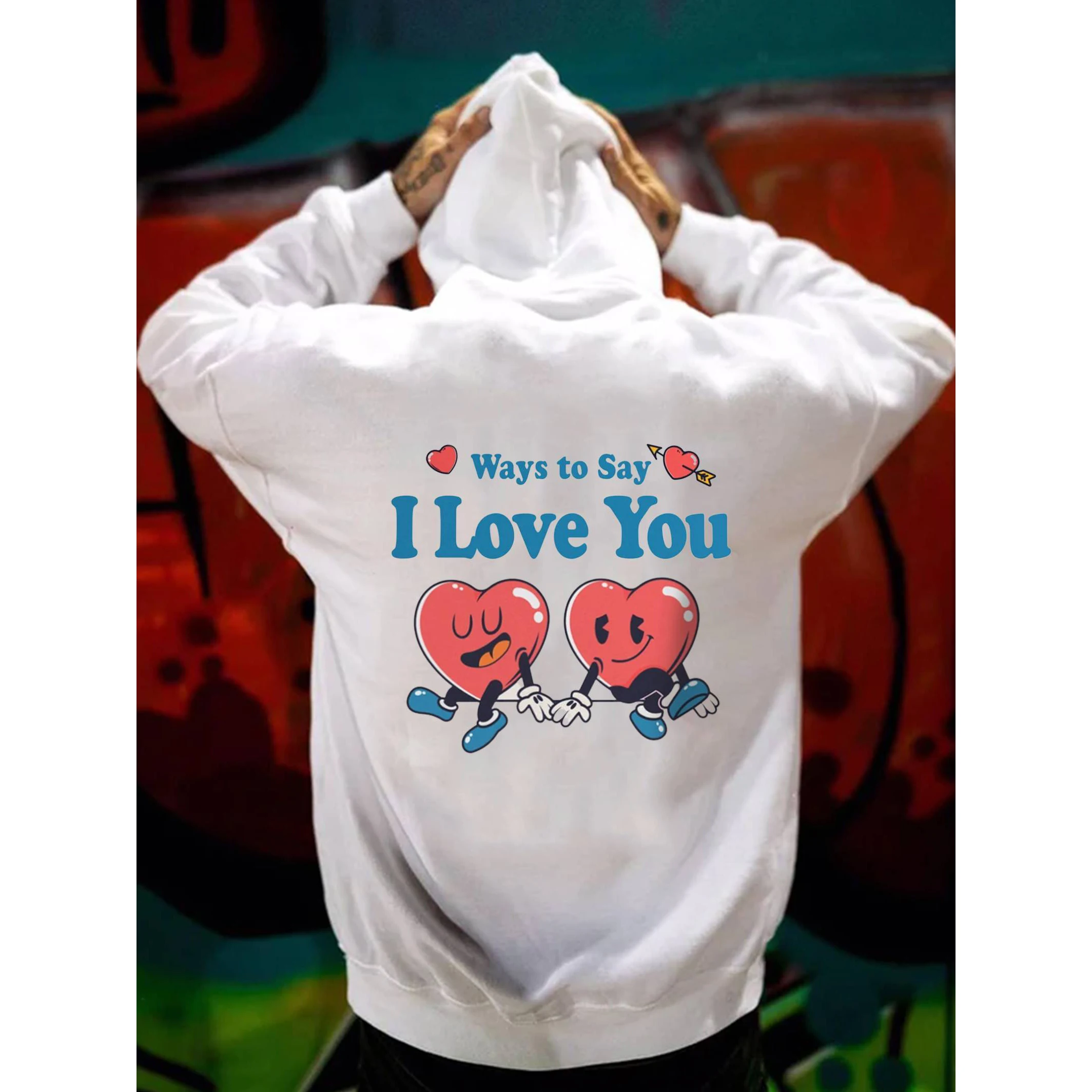 

Badassdude Ways To Say I Love You Letter Printing Men's Casual Hoodie