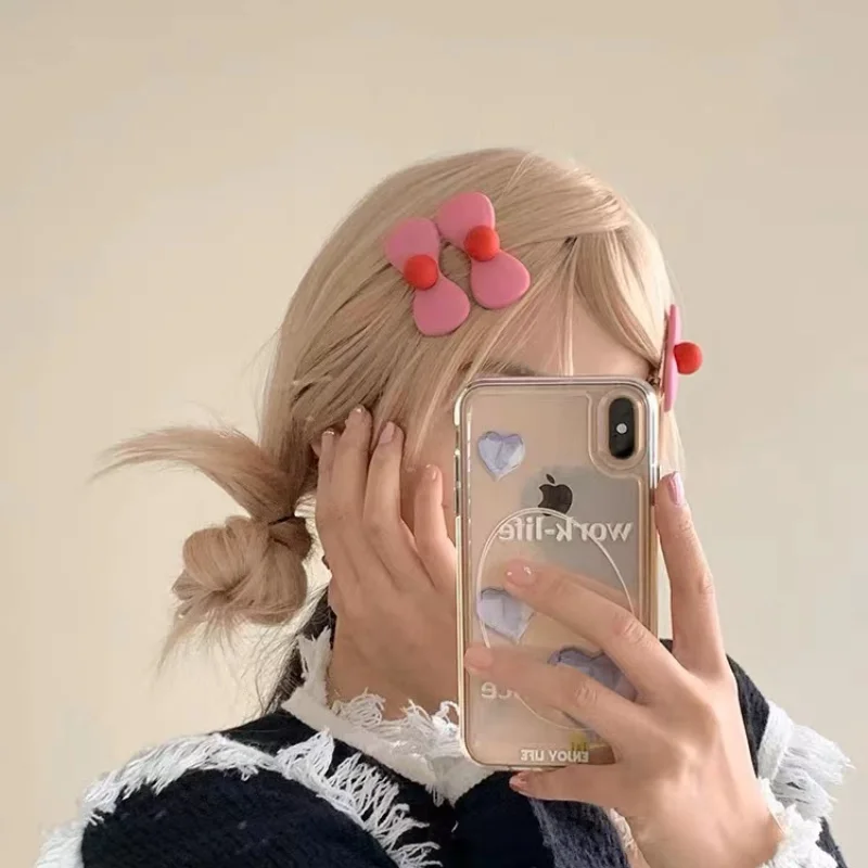 

Pink Small Bowknot Hairpin for Girls Summer New Sweet Cute Bangs Alligator Clips Hairslide Headdress Hair Accessories for Women
