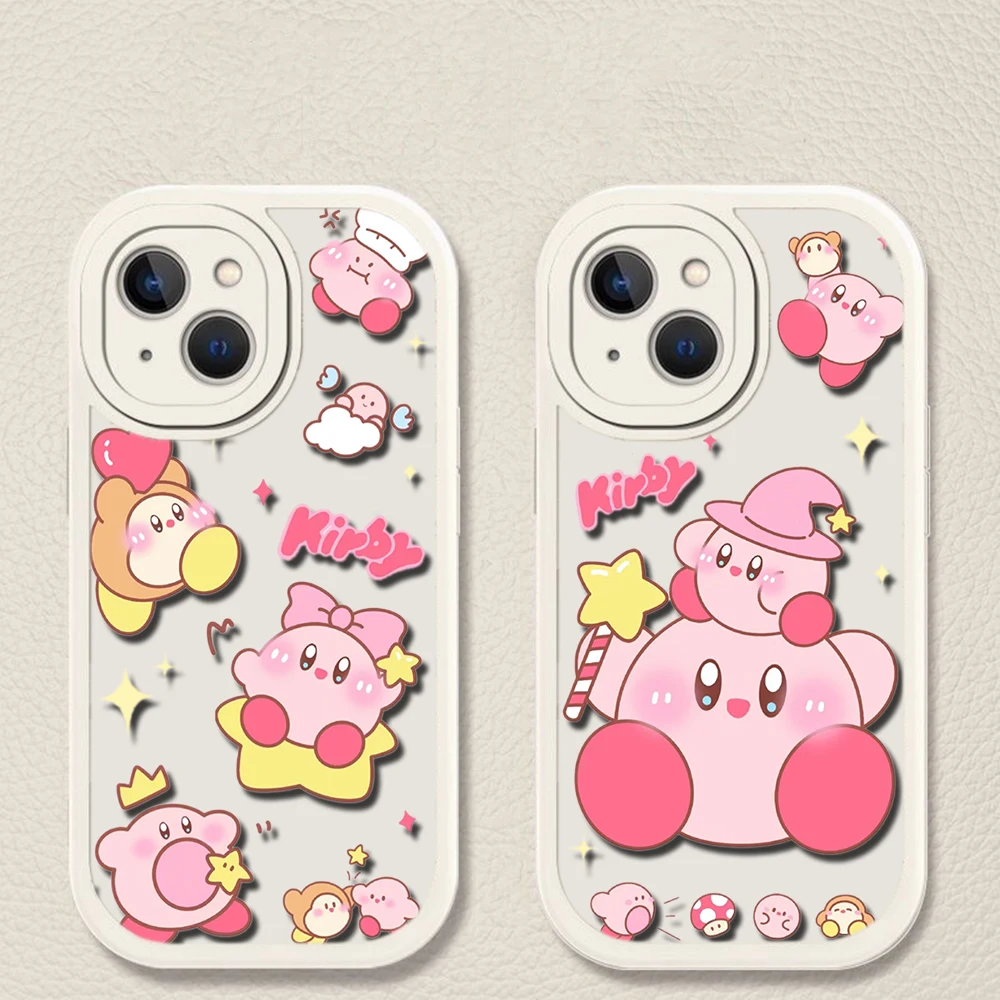 Мягкий силиконовый чехол с рисунком Кирби для iPhone 15 Plus 14 13 12 11 X XS XR Pro Max Mini 8 7