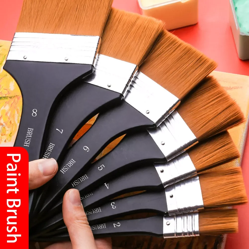 

High Quality Nylon Paint Brush Different Size Wooden Handle Watercolor Brushes For Acrylic Oil Painting School Art Supplies