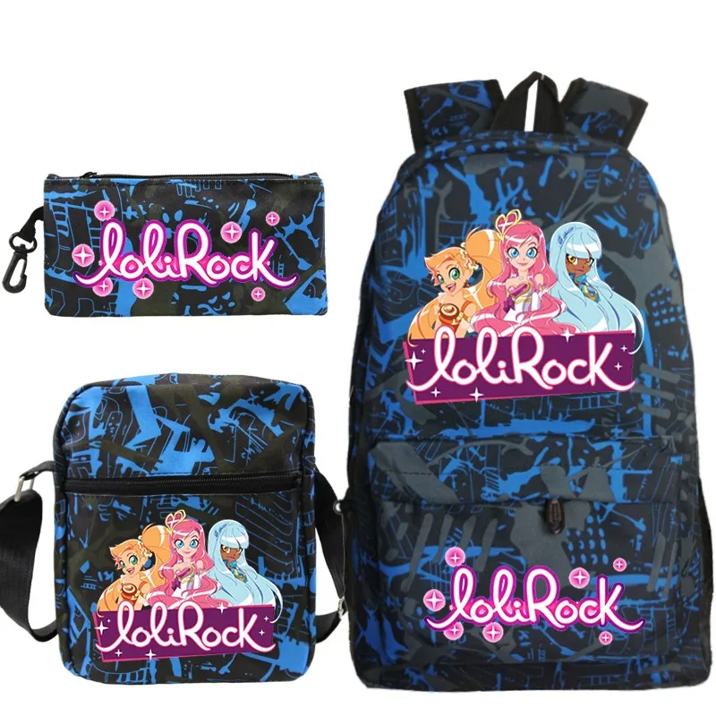 

LoliRock School Backpacks Boys Girls Back To School Gift Mochila Students Anime School Bag Teens Casual Daily Backpack 3 Pcs Set