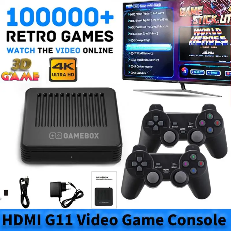 

G11 HD 4K Video Game Table TV Hd 10000 Retro Game Console 128G Dual System Android 9.0 Bluetooth Voice Remote Control Retro Game
