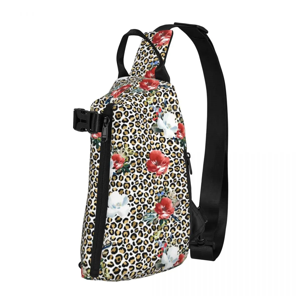 

Нагрудная сумка мужская с леопардовым принтом, саквояж на плечо с красным и белым цветами, маленький дизайнерский школьный ранец для кемпинга и отдыха на природе