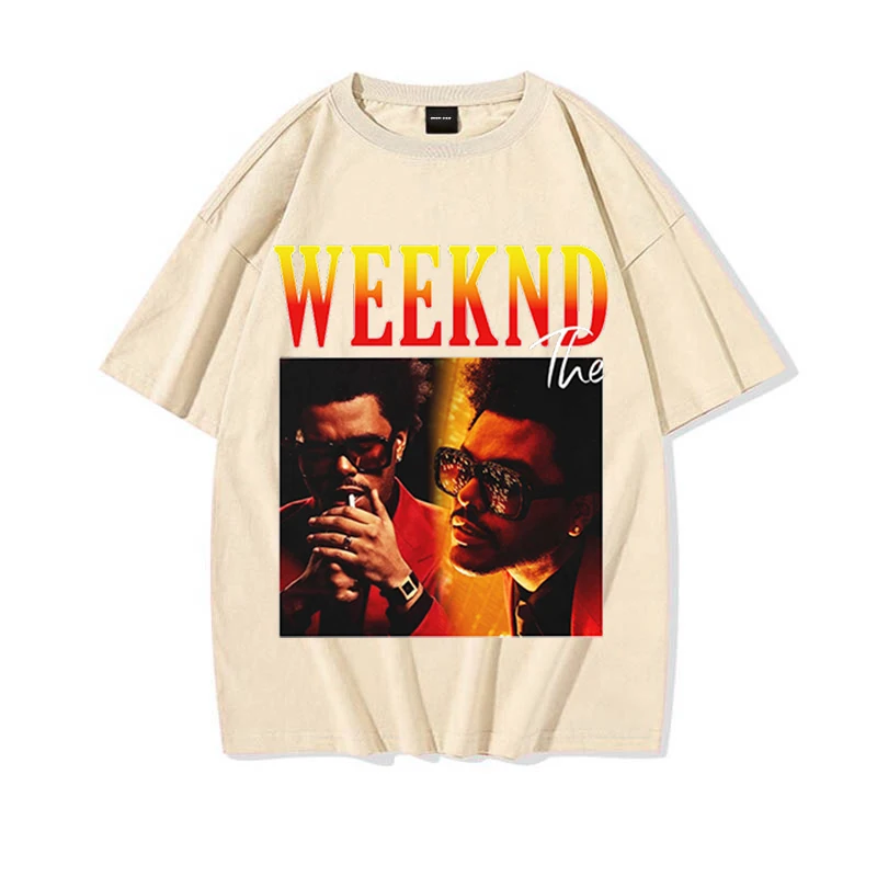 

Мужская Винтажная Футболка The Weeknd в стиле хип-хоп, рэп, 90-х годов, модная дизайнерская Повседневная футболка, хлопковые топы, хипстерская муж...