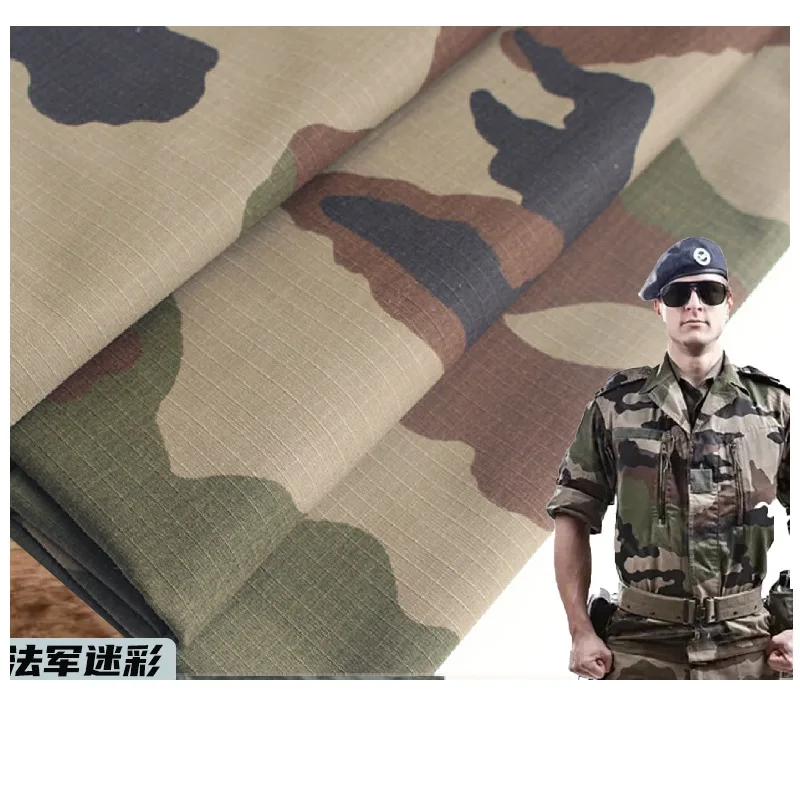 

French Camouflage Clothing Fabric Polyester Cotton Blend Outdoor Field Training Grid Thickened And Wear-Resistant Fabric