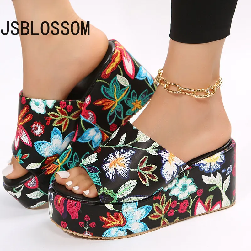 

Summer Women Wedge Slippers Platform Flip Flops Outdoor Beach 2023 Sandals Zapatillas Mujer