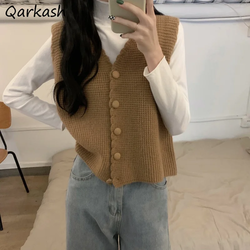

Ruched Sweater Vests Women Cute Knitwear Tender Korean Style All-match Girlish Fashion Aesthetic Stylish Hot Sale New Arrival