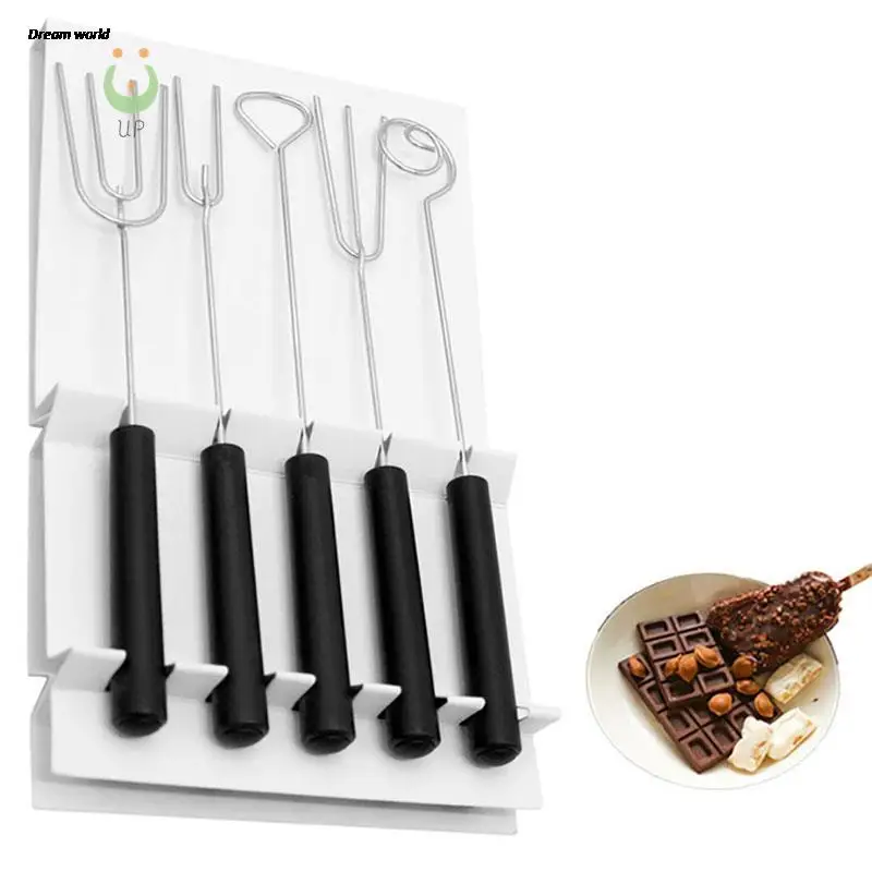 

1/6Pcs Chocolate Dipping Tool DIY Candy Caker Fruit Fondue Decorating Fork Kit