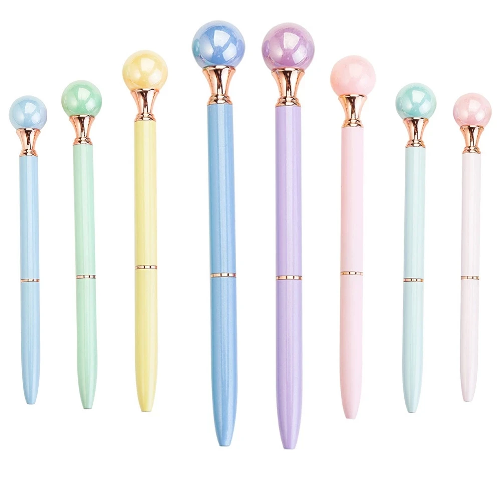 

50Pcs/Lot Fashion Girls Big Pearl Pens Candy Roller Metal Ballpoint Business Office School Gifts Stationery Rose Gold 11 Color