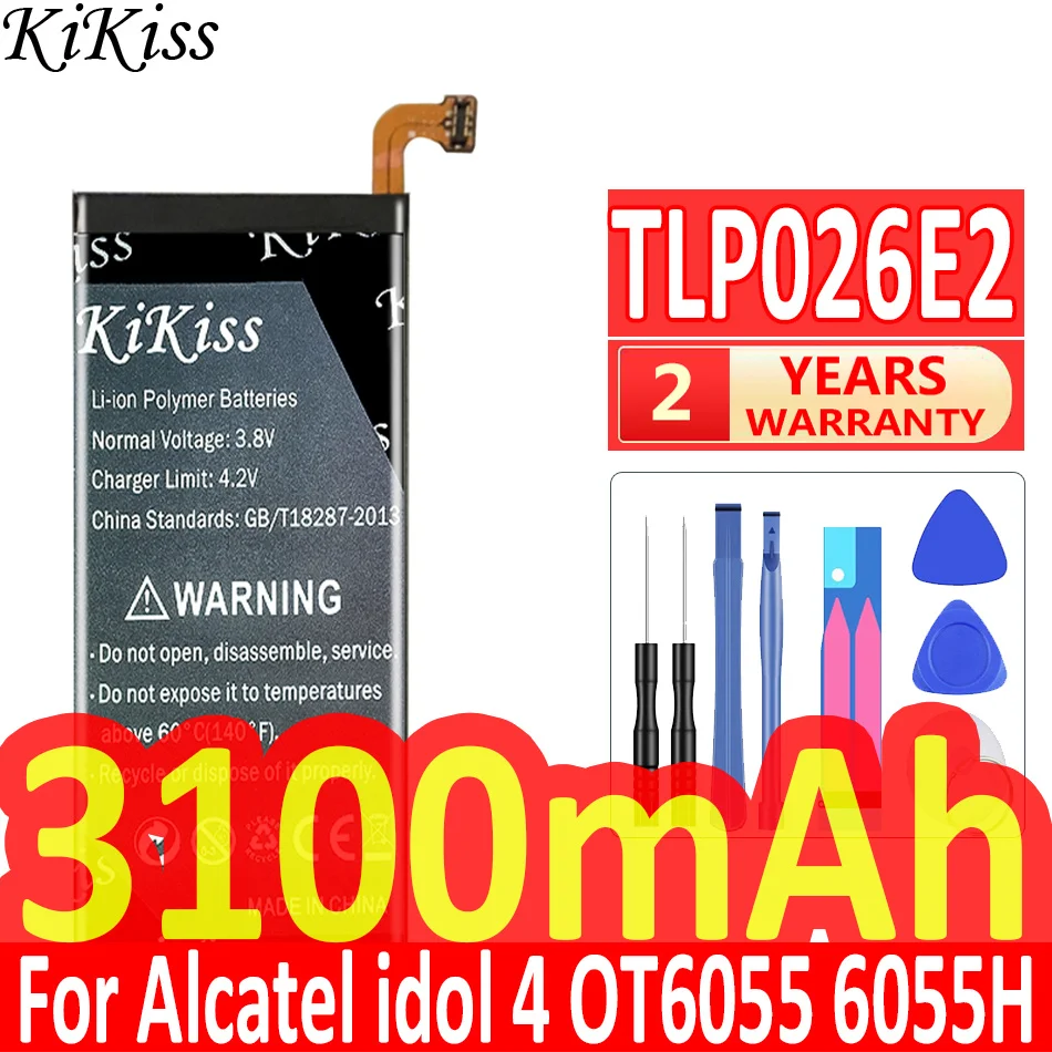 

3100mAh Phone Battery for ALCATEL ONE TOUCH IDOL 4 6055K TLp026E2 OT-6055 Idol 4 Idol4 6055B 6055H 6055U 6055Y