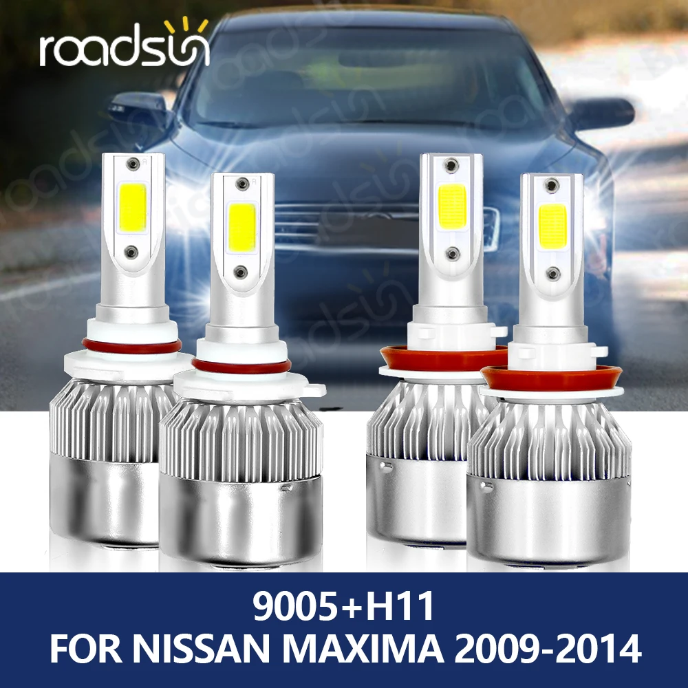 

Светодиодные Автомобильные фары roadsun H11 для Nissan Maxima 2009-2014, передние фары 9005 лм, 70 Вт, HB3 6000, комплект ламп дальнего и ближнего света к, белые чип...