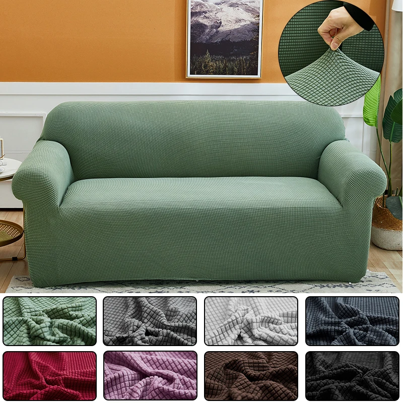 

Elastic Velvet Sofa Cover for Living Room Polyester Solid Thickened Slip Covers Waterproof 1/2/3/4 Seat Sofa Cover Wholesale