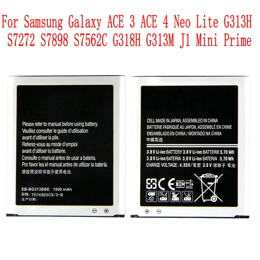 

Original EB-BG313BBE 2000mAh Battery For Samsung Galaxy ACE 3 ACE 4 Neo Lite G313H S7272 S7898 S7562C G318H G313M J1 Mini Prime