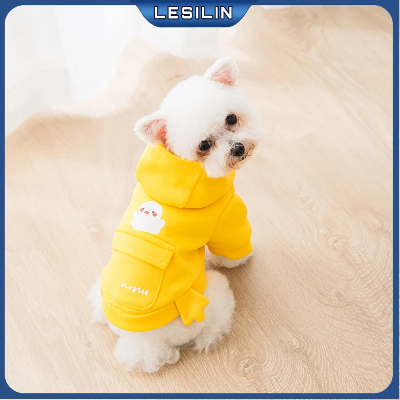 

Cute Yellow Blue Carton Hoodie Pet Cat Dog Clothes Pet Equipment Comfortable Fabric Cute Pet