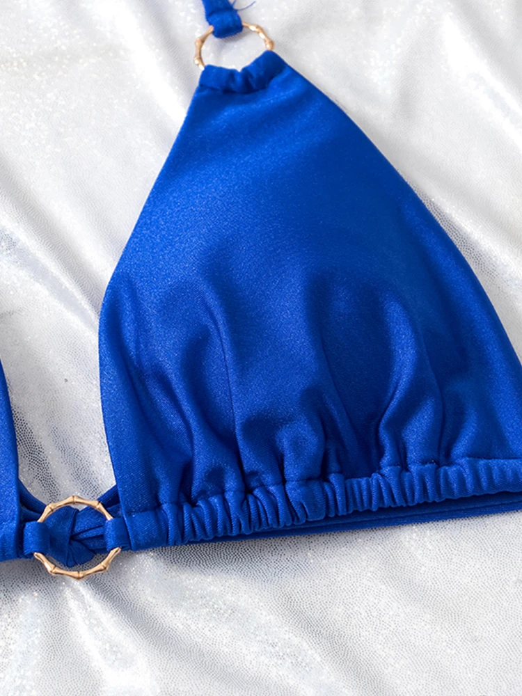 COOBBU треугольный бикини бандажный купальник сплошной цвет 2024 сексуальный