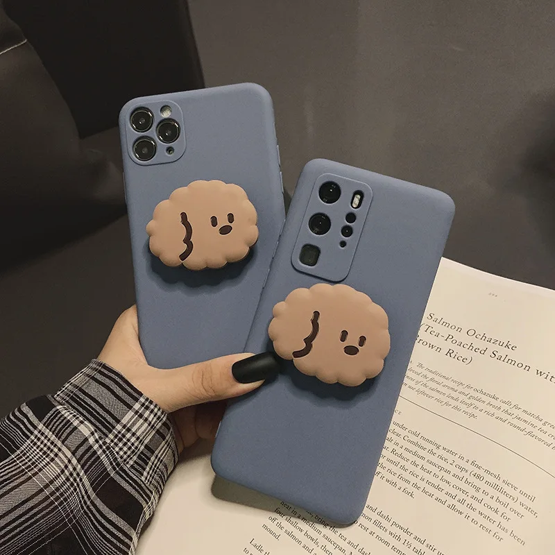 

Solid Color Simple Soft Blue Mobile Phone Case with Bracket for Xiaomi 9 10 11Pro Redmi K20 K30 K40 Pro Note7 Note8 with Holder