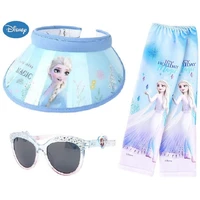 disney frozen outdoor uv protection set summer hats for women wide large brim beach hats foldable sun hat sunglasses arm sleeves