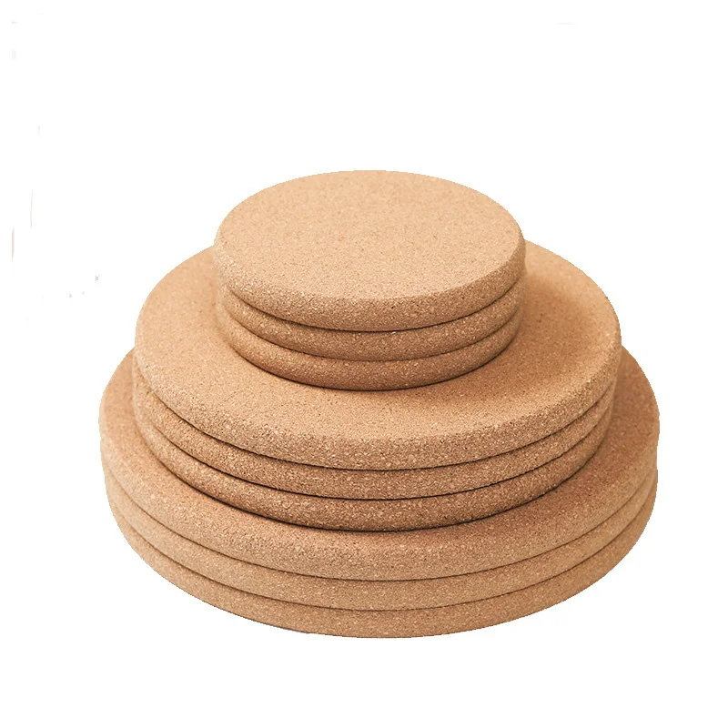 

4/6 Inch Cork Coaster Kitchen Round Cork Board Dining Table Pots Pans Plants Craft 5Piece Round Cork Hot Pads for Dishes