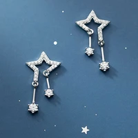 new fashion crystal zircon simple stars earrings korea luxury silver plated retro studs earring for women wendding party jewelry