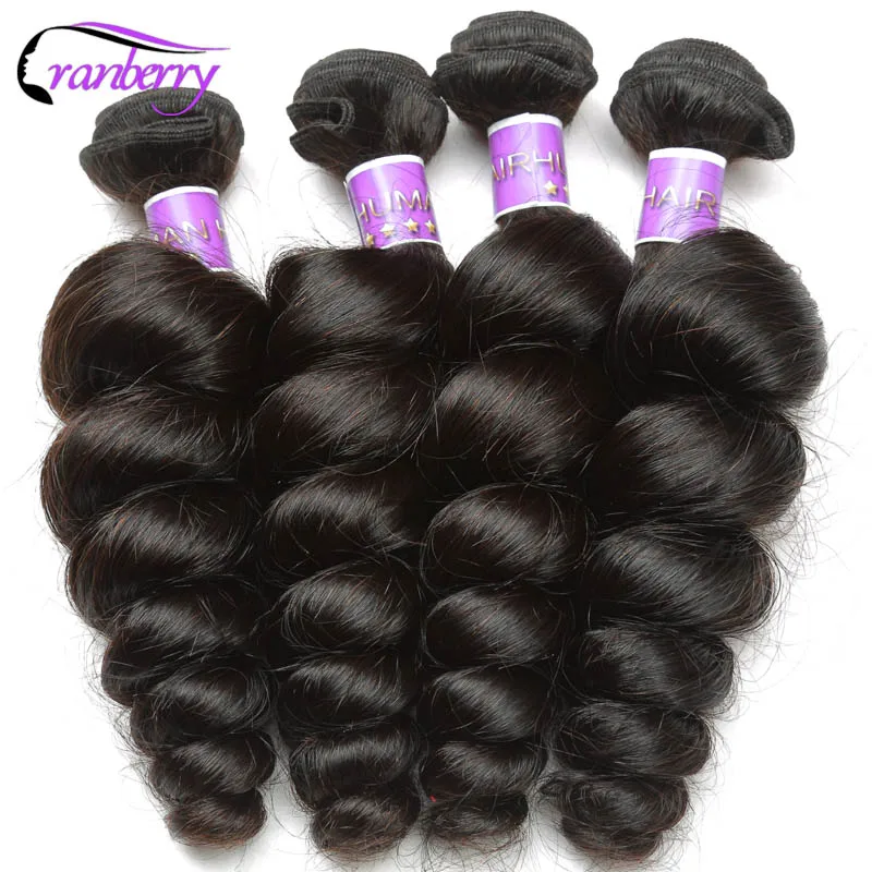Cranberry Hair Loose Wave Bundles 4 Pcs/Lot Remy Brazilian Hair Bundles 100% Human Hair Extensions Natural Color