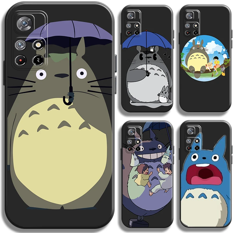 

Cute Cartoon Totoro Cat Anime For Xiaomi Redmi Note 11 11T Pro 5G Phone Case Coque Back Black Shockproof Cover Carcasa Soft