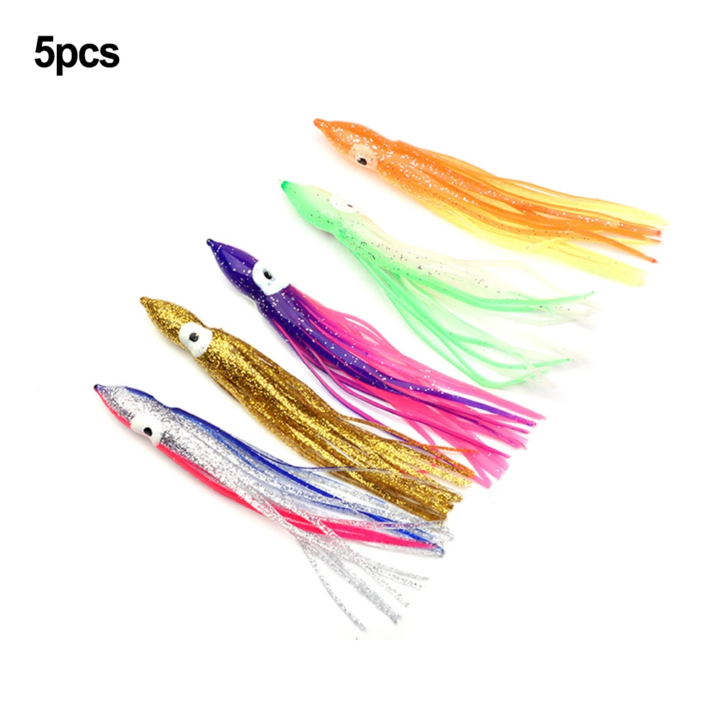 

120mm Luminous Octopus Lure Soft Squid Skirts Jig Rigging Rubber Artificial Saltwater Tuna Catfish Fishing Bait Sailfish Marlin