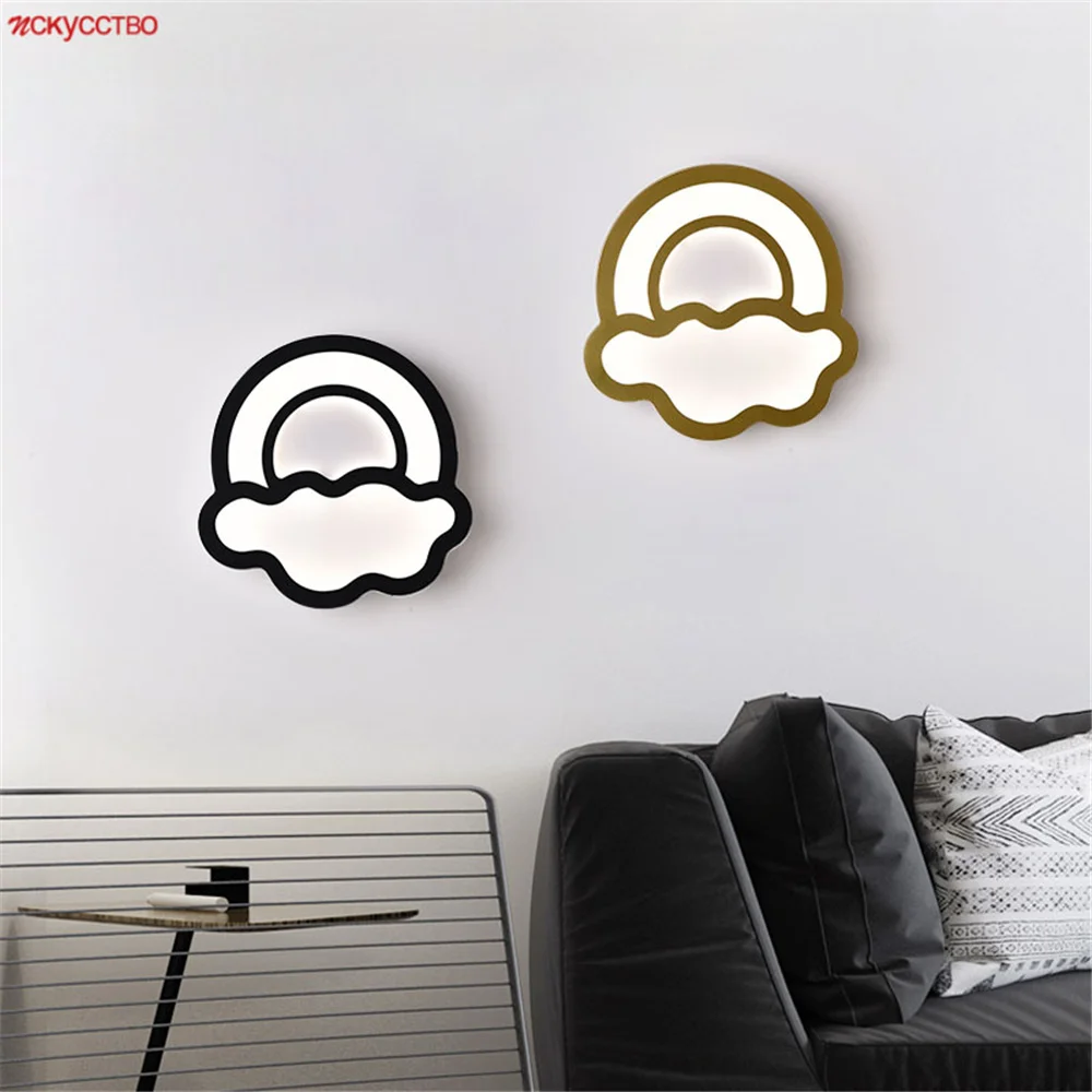 

Nordic Minimalism Clouds Rainbow Led Wall Lamp For Living Room Cabinets Corridor Indoor Home Decor Bedside Acrylic Night Lights