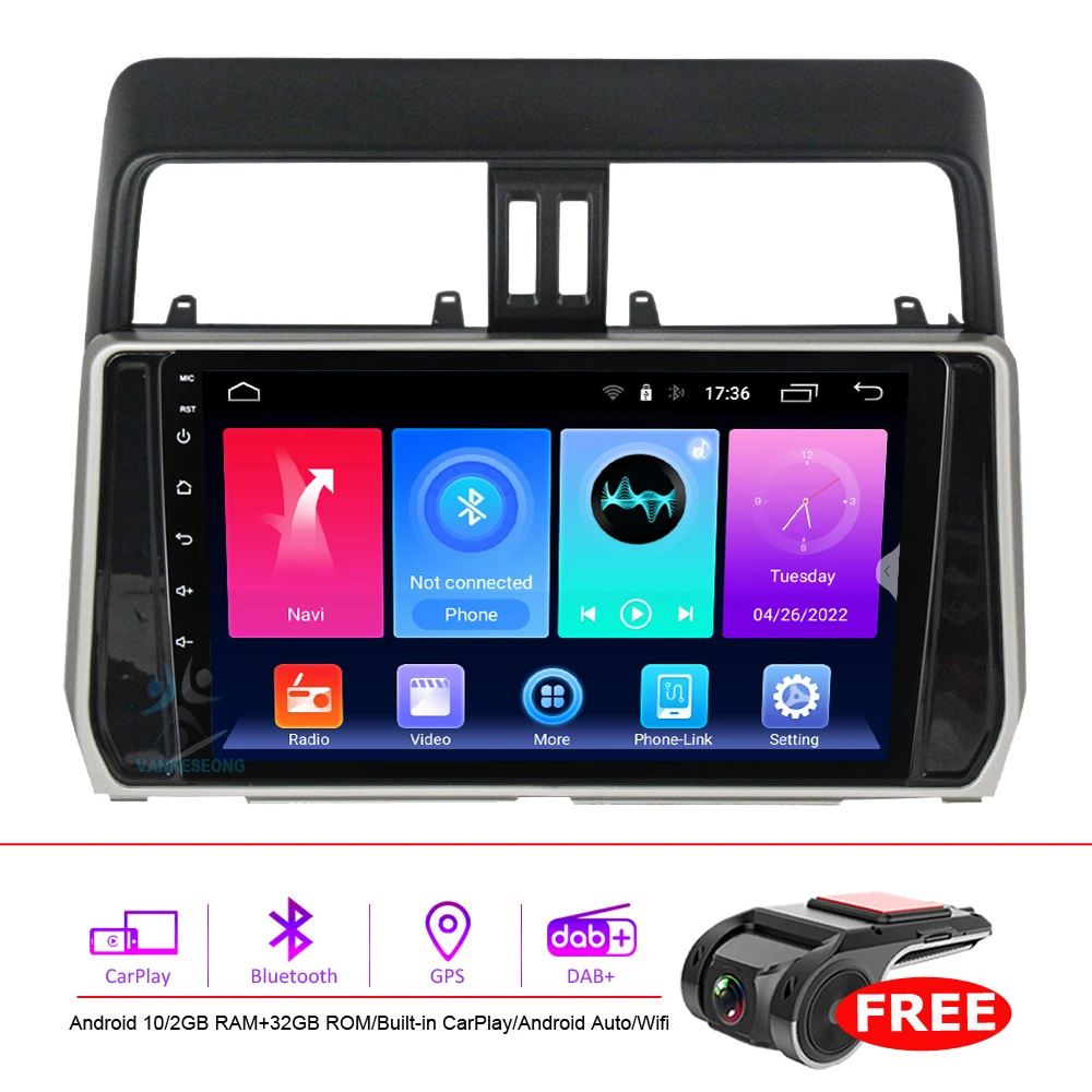 

10,1 дюймовый Android 12 GPS-навигатор для Toyota Land Cruiser Prado 150 2017-2018 сенсорный экран dab автомобильное радио головное устройство видеоплеер